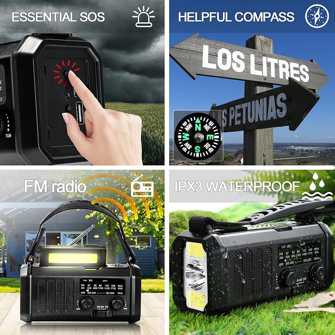 10000mAh Emergency Weather Radio, Portable FM/AM/NOAA Battery Powered Survival - Image 6