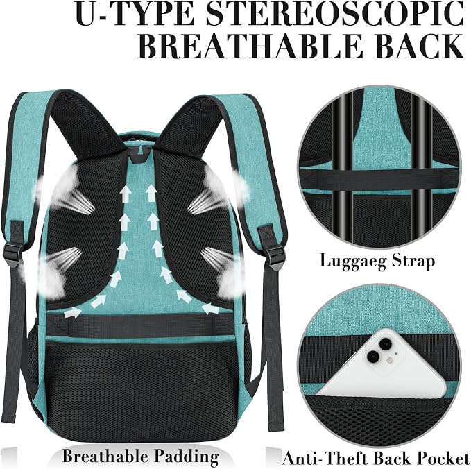 BIKROD Teal Backpack for Women and Men, Extra Large School Backpacks for Teens - Image 7