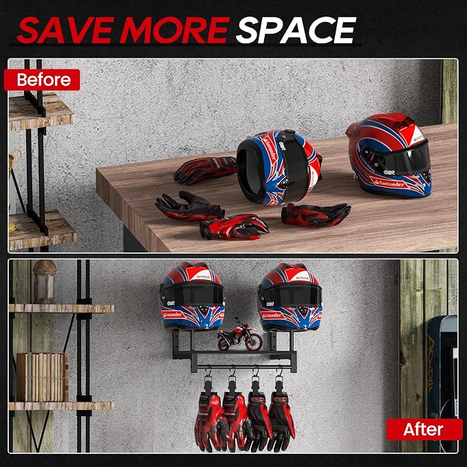 Motorcycle Helmet Holder Wall Mount, Helmet Rack - Image 3