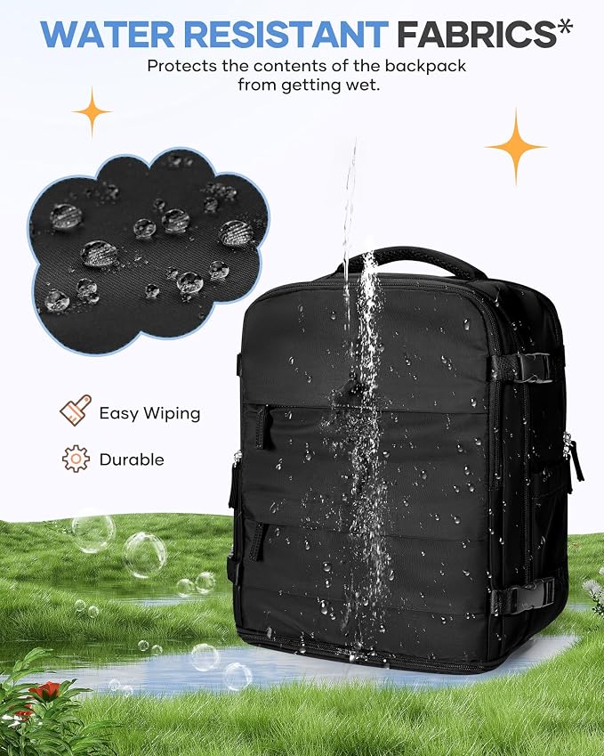 coofay Large Black Travel Backpack Carry on Flight Approved Mochila De Viaje - Image 9