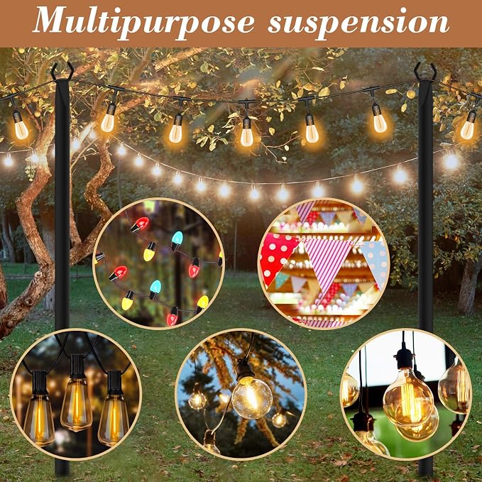 NUERPO 7 Pack String Light Poles, Metal Poles - Image 3