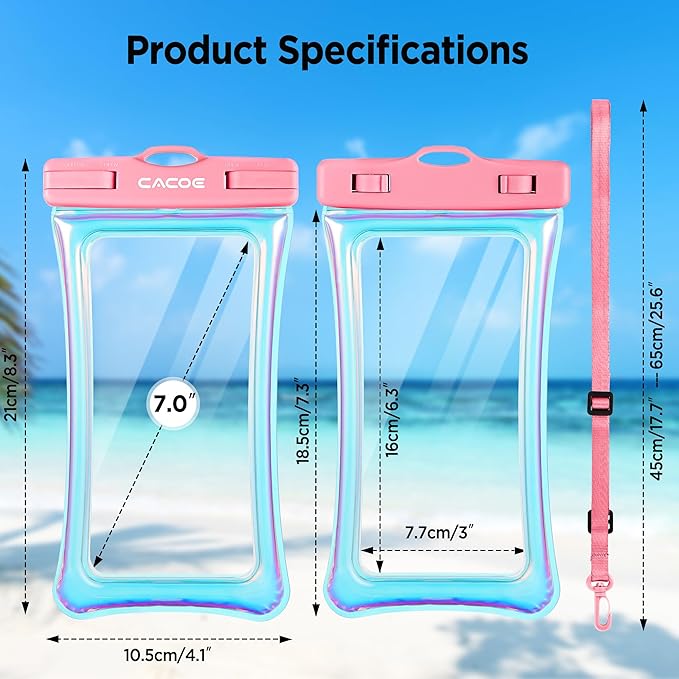 CACOE Universal Waterproof Phone case 2 Pcs-Up to 7.0", Phone Pouch - Image 5