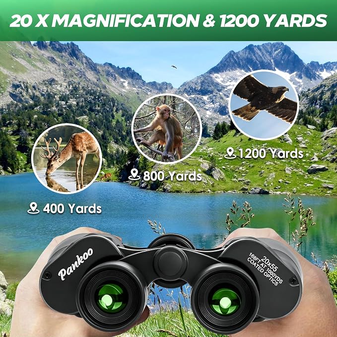 Pankoo 20x55 Binoculars for Adults High Powered – Large View Waterproof Optics - Image 3