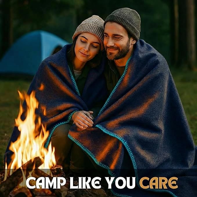Wool Camping Blanket – 70% Wool Heavy-Duty Military Style Throw, Warm & Washable - Image 5