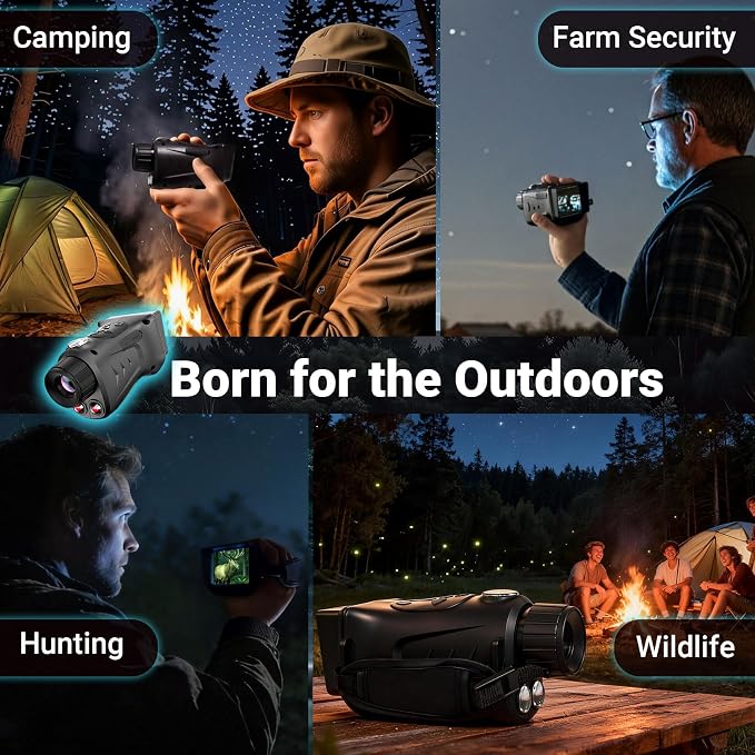 Sheawasy Night Vision Monocular, 2.8" Large Screen, 850nm Dual IR, 8GB Memory - Image 6