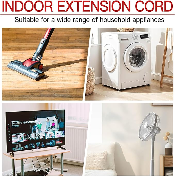 16/3 Indoor Extension Cord 15 FT, 3 Prong Power Cable, Suitable - Image 7