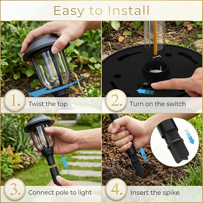 Solar Pathway Lights Outdoor 8 Pack, Warm White Solar Path Lights, Waterproof - Image 5