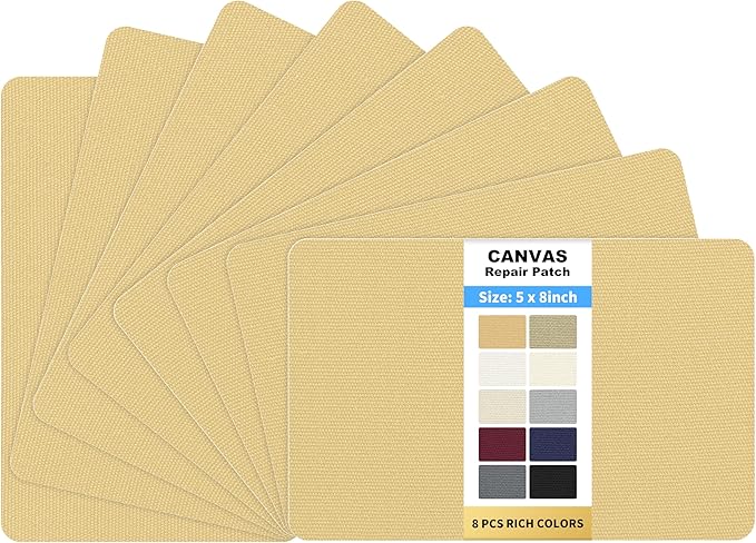 KING MOUNTAIN Canvas Repair Patch 5×8 Inch 8 Pcs Self-Adhesive Waterproof by ForABetterHomeLife