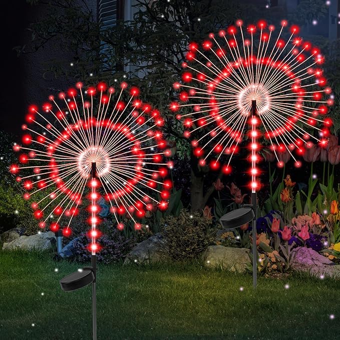 2 Pack 250LED Solar Garden Lights Outdoor, Dual Lighting Modes Firework Lights by Lanthium