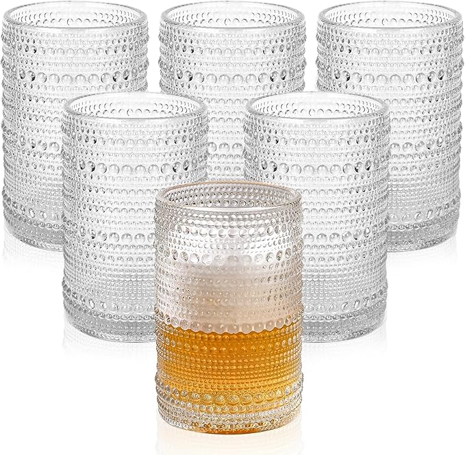 ZMOWIPDL Vintage Glassware Drinking Glasses Set of 6, 15 oz Hobnail Glass Cups by ZMOWIPDL