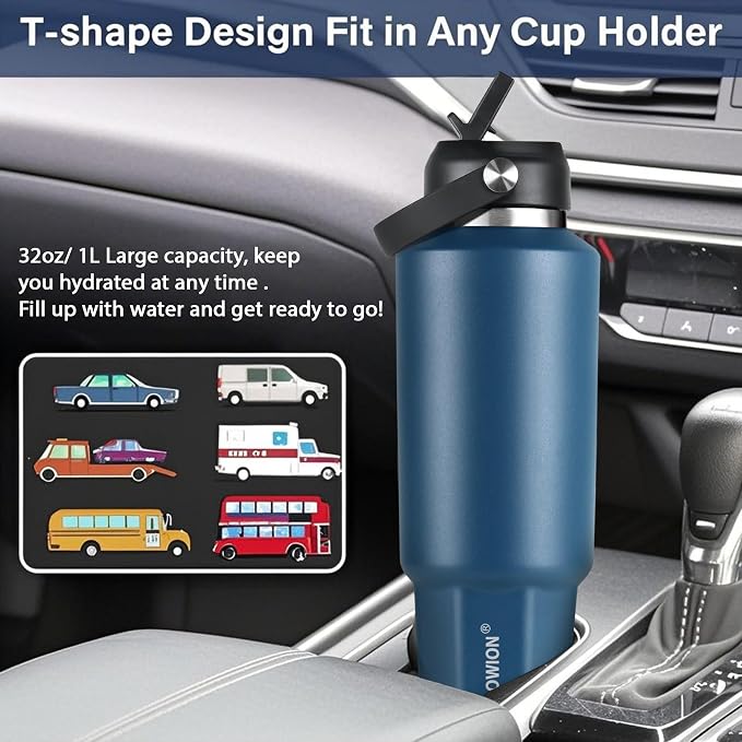 HYDROWION 40 oz Insulated Water Bottle, Car Water Bottle Holder - Image 2