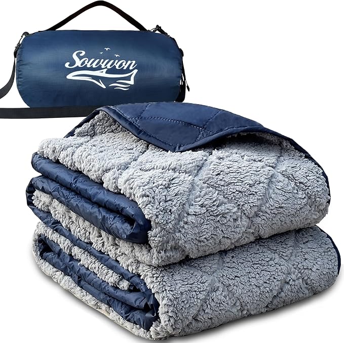 Waterproof Outdoor Blanket 92”X 60” Packable, Stadium Blankets by sowwon