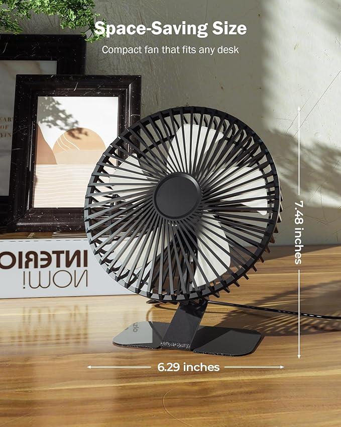 SLENPET 6-inch USB Small Desk Fan, 4 Speeds, Ultra-quiet, 90° Adjustment - Image 7