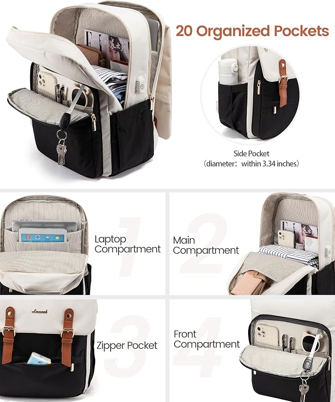 LOVEVOOK Laptop Backpack for Women Vintage Travel Backpack Purse Airline - Image 2