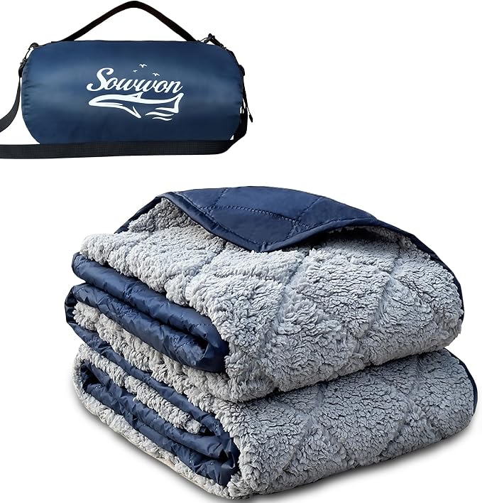 Waterproof Outdoor Blanket 62”X 51” Packable, Stadium Blankets by sowwon