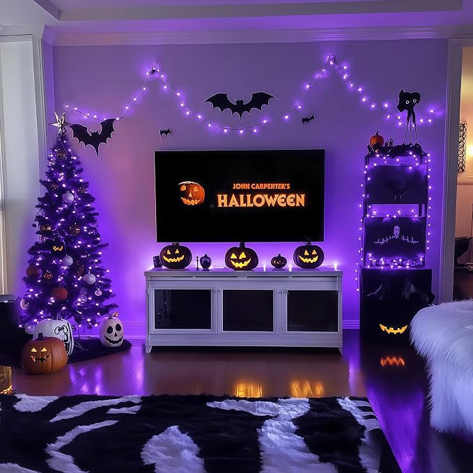 JMEXSUSS 200 LED 66ft Purple Christmas Lights, Connectable Purple String Lights - Image 8