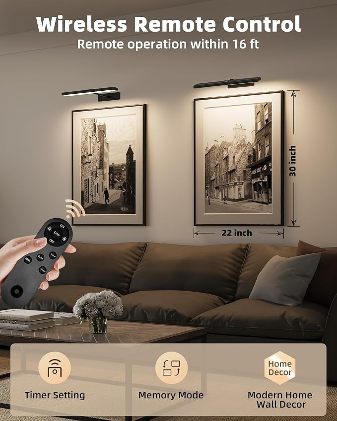EZVALO Picture Light for Wall, 4800mAh Rechargeable Wireless Battery Lights for - Image 4