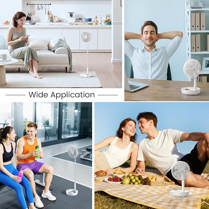 TriPole Portable Standing Fan, 8000mAh Rechargeable Oscillating Fan - Image 7