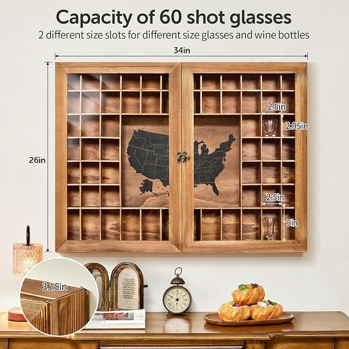 Large Map Shot Glass Display Case 60 Slots - Image 5