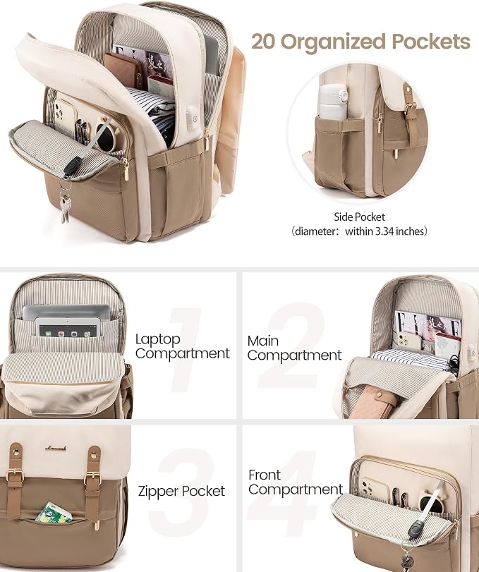 LOVEVOOK Laptop Backpack for Women Vintage Travel Backpack Purse Airline - Image 2