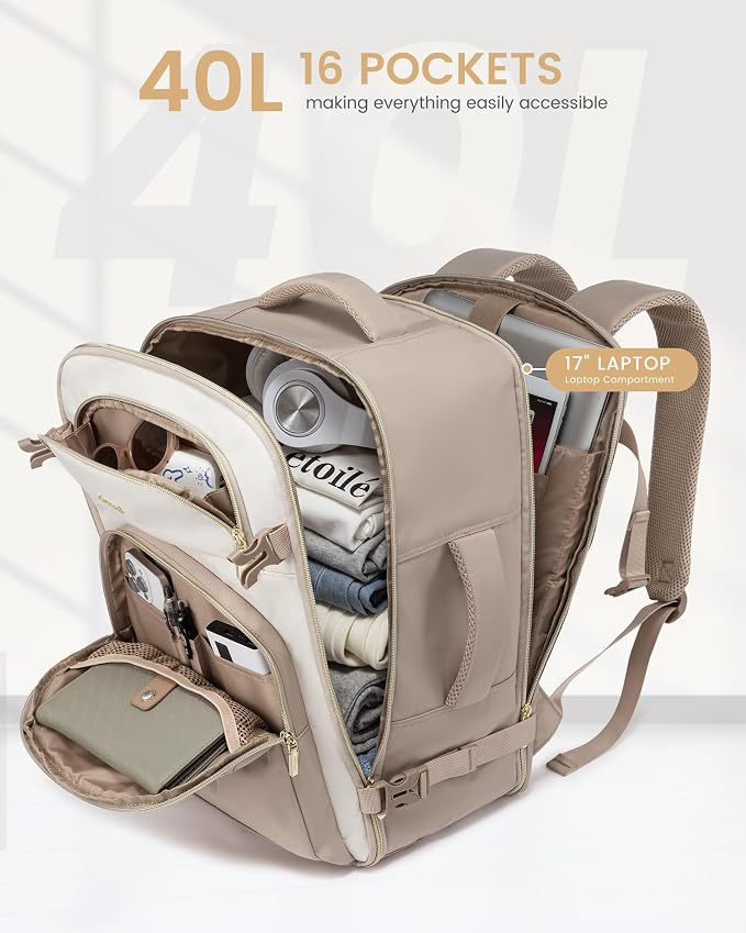 LOVEVOOK Travel Essentials Carry on Backpack 40L Travels Backpack - Image 3