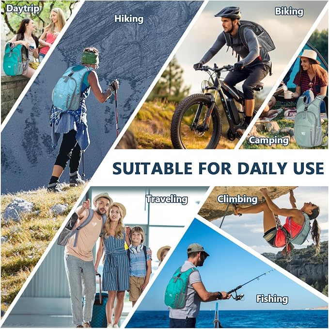 15L Foldable Hiking Backpack, Lightweight Packable Waterproof Machine Washable - Image 8