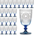 XUWAIDSGN 24Pcs Plastic Vintage Wine Glasses 13.5oz Reusable Embossed Goblet by XUWAIDSGN