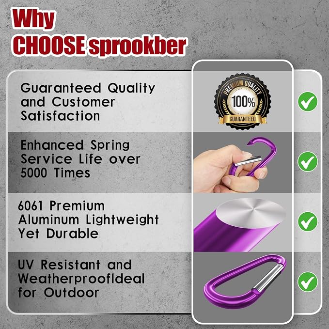 sprookber 4" & 5" Extra Large Aluminum Carabiner D Ring, Caribeener Clips - Image 6