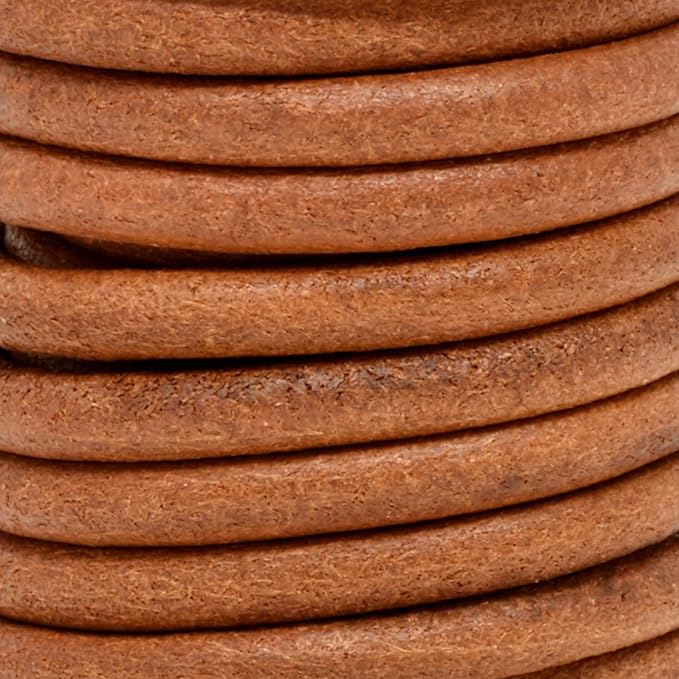 Mandala Crafts Round Cowhide Genuine Rust Leather Cord - Image 3