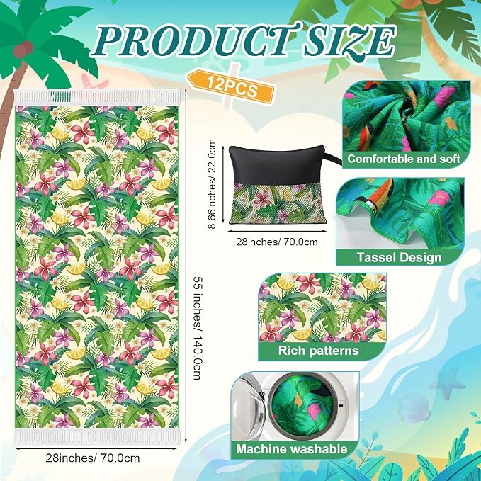 Peryiter 24 Pack Microfiber Oversize Turkish Beach Towel Set 12 Large Absorbent - Image 2