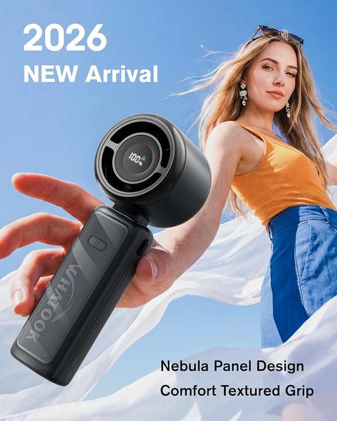 WHATOOK Portable Personal Handheld Fan: High Speed Cooling Fan, 12 Hours - Image 2