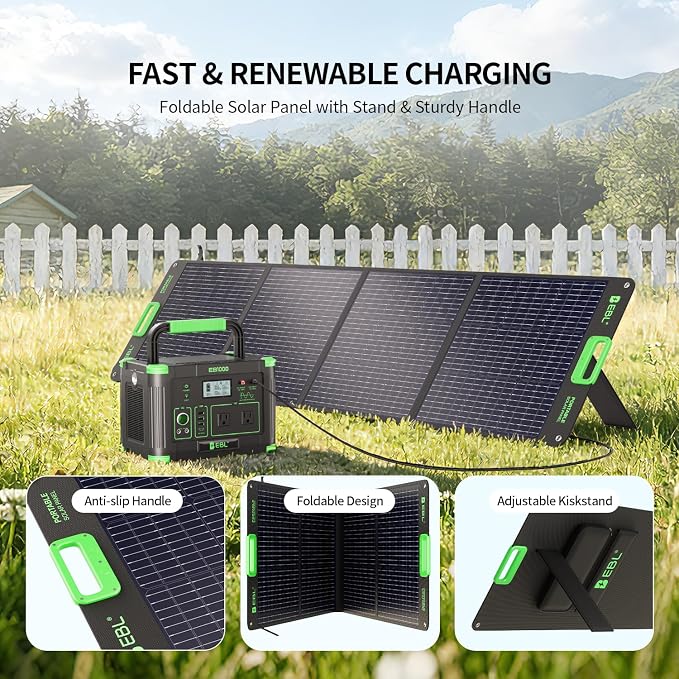 EBL 200W Portable Solar Panel for Power Station, Foldable Solar Charger w/ 4 - Image 3
