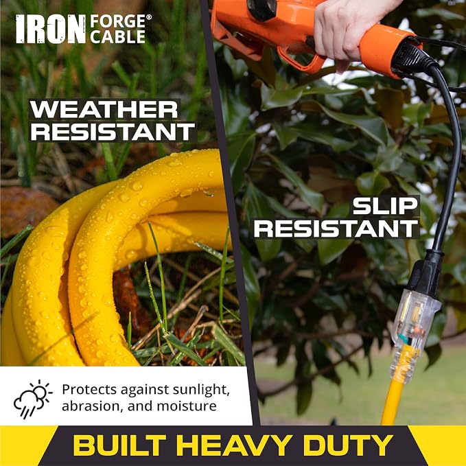Iron Forge Cable 50ft Yellow Outdoor Extension Cord - Image 4