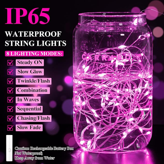 Lakumu Rechargeable String Lights Battery Operated, Battery Powered Copper Wire - Image 5