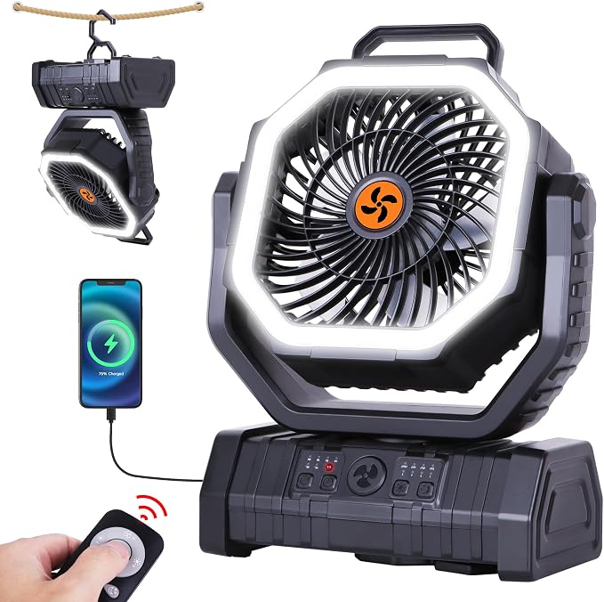  Rechargeable Fan Portable, Battery Powered Camping Fan - Image 8