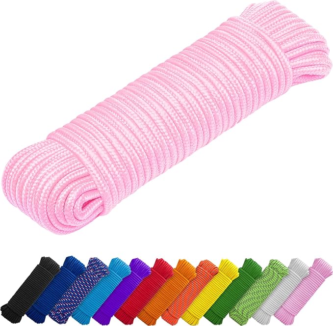 TECEUM Rope – 150 Feet x 1/4 Inch – Pink – Strong All-Purpose Utility Rope – by TECEUM