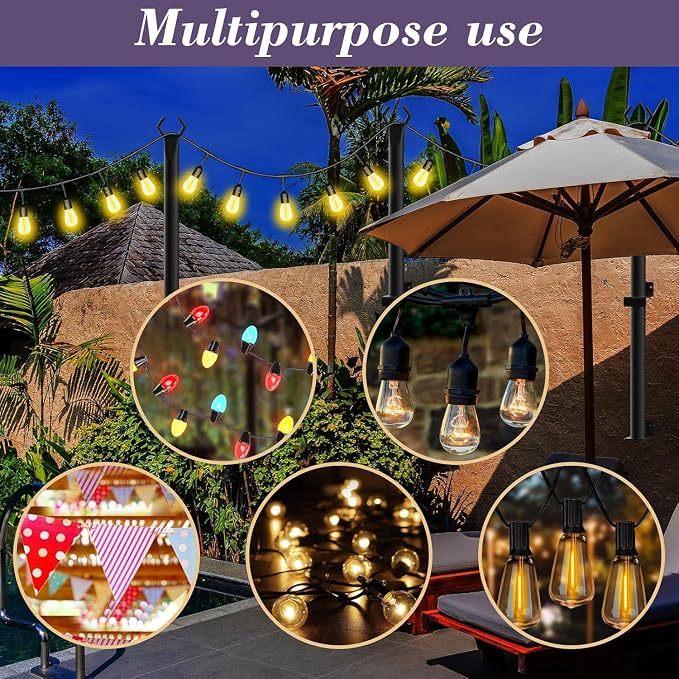 NUERPO 10 Pack String Light Poles, 5Ft Metal Poles - Image 3
