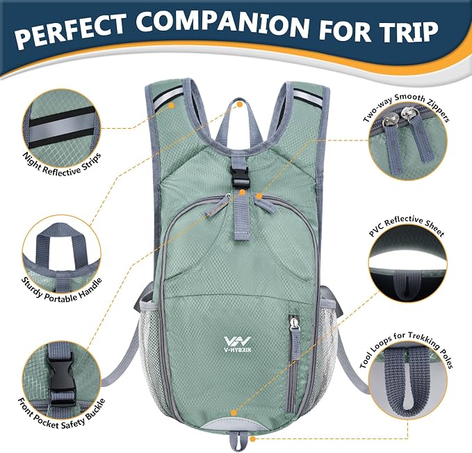 15L Foldable Hiking Backpack, Lightweight Packable Waterproof Machine Washable - Image 6
