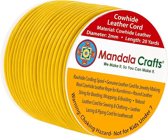 Mandala Crafts Round Genuine Mustard Yellow Leather Cord by MandalaCrafts