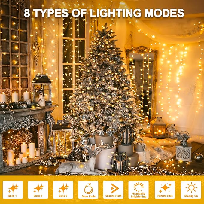 210 LEDs Warm White LED String Lights – 70FT Transparent Wire, Waterproof & - Image 3