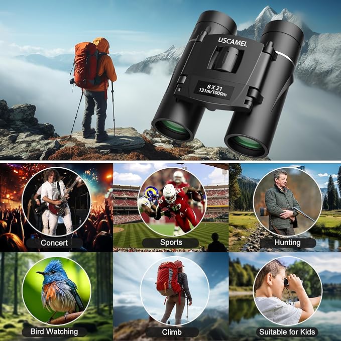 USCAMEL Binoculars for Adults and Kids 8×21 High Powered Compact Binoculars - Image 6