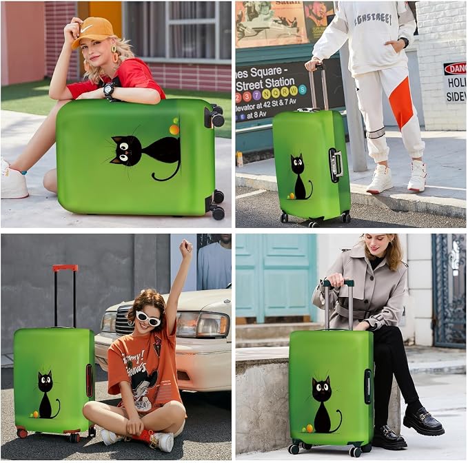 ANNA QUEEN Cute Black Cat Luggage Cover, Minimal Cartoon Suitcase Cover - Image 6