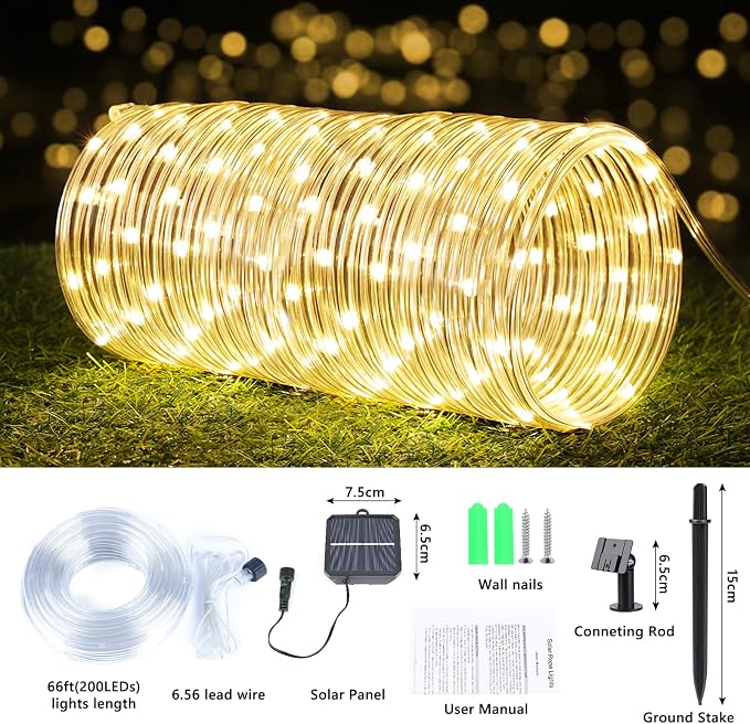 Solar Rope Lights, 2 Packs Total 132ft 400LED Solar String Lights, 8 Modes - Image 5