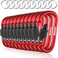 10 Pack Aluminum D Ring Key Rings Clips Locking Carabiner by Manesi