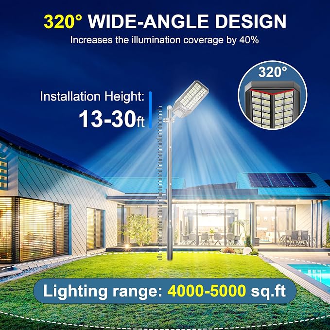 Solar Street Lights Outdoor, Commercial Grade Dusk to Dawn LED Security Flood - Image 3