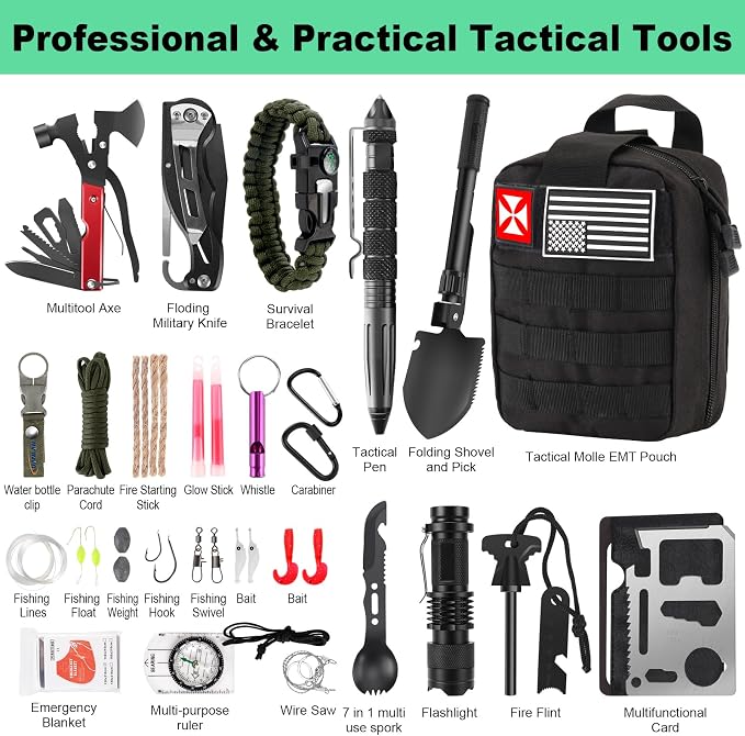 Survival Kit 256 in 1, First Aid Kit Survival Gear Tools Trauma Kit - Image 3