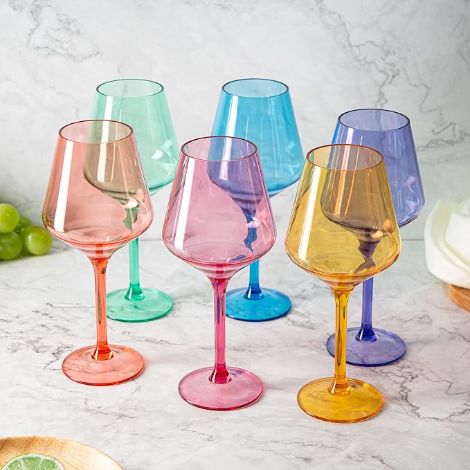 European Style Plastic Crystal, Stemmed Wine Glasses | 6 Set | Acrylic Glasses - Image 3