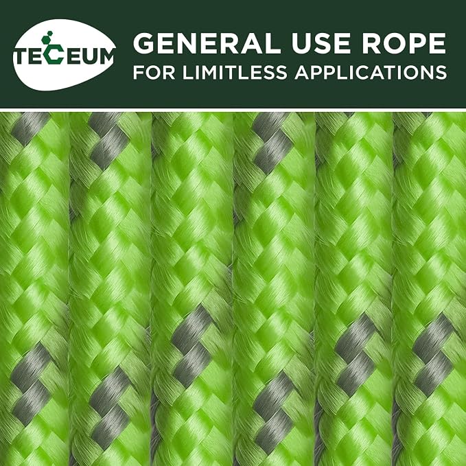TECEUM Rope – 150 Feet x 1/4 Inch – Green Gray – Strong All-Purpose Utility - Image 9