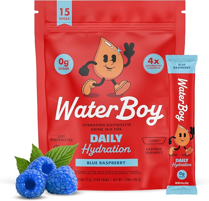 Waterboy Daily Hydration | 1, 570mg Electrolyte Powder Packets | No Sugar by WaterBoy