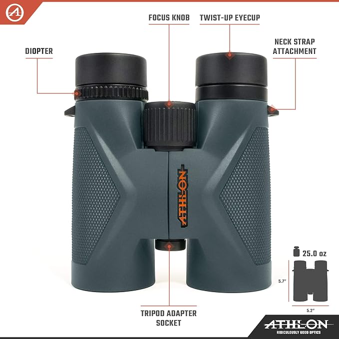 Athlon Optics 8x42 Midas UHD Gray Binoculars - Image 2